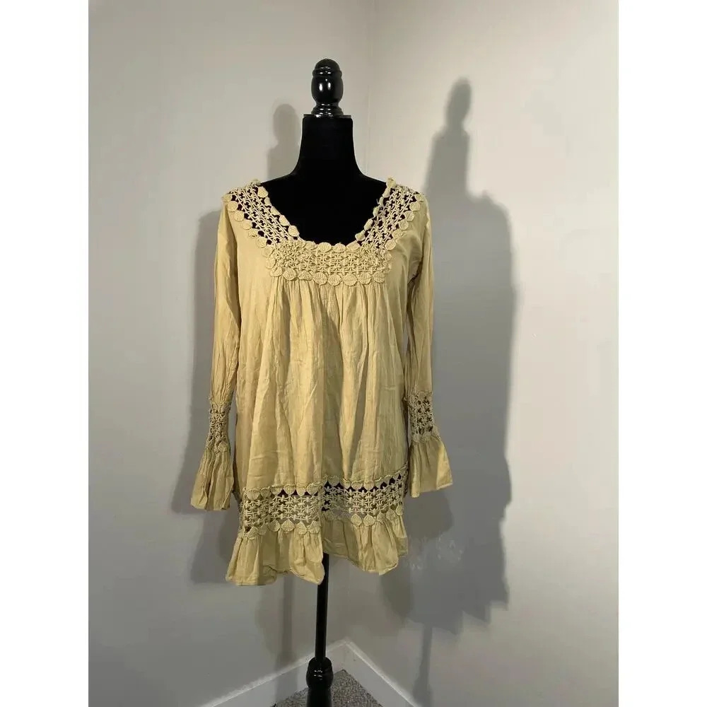 S.R. Fashion Flowy Bell Sleeve Bohemian Tunic‎ Top